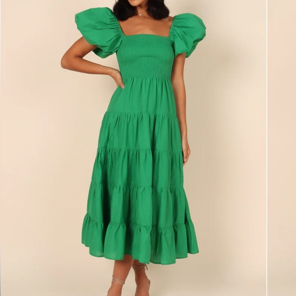 Petal & Pup Morgan Tiered Dress Green - Picture 1 of 4